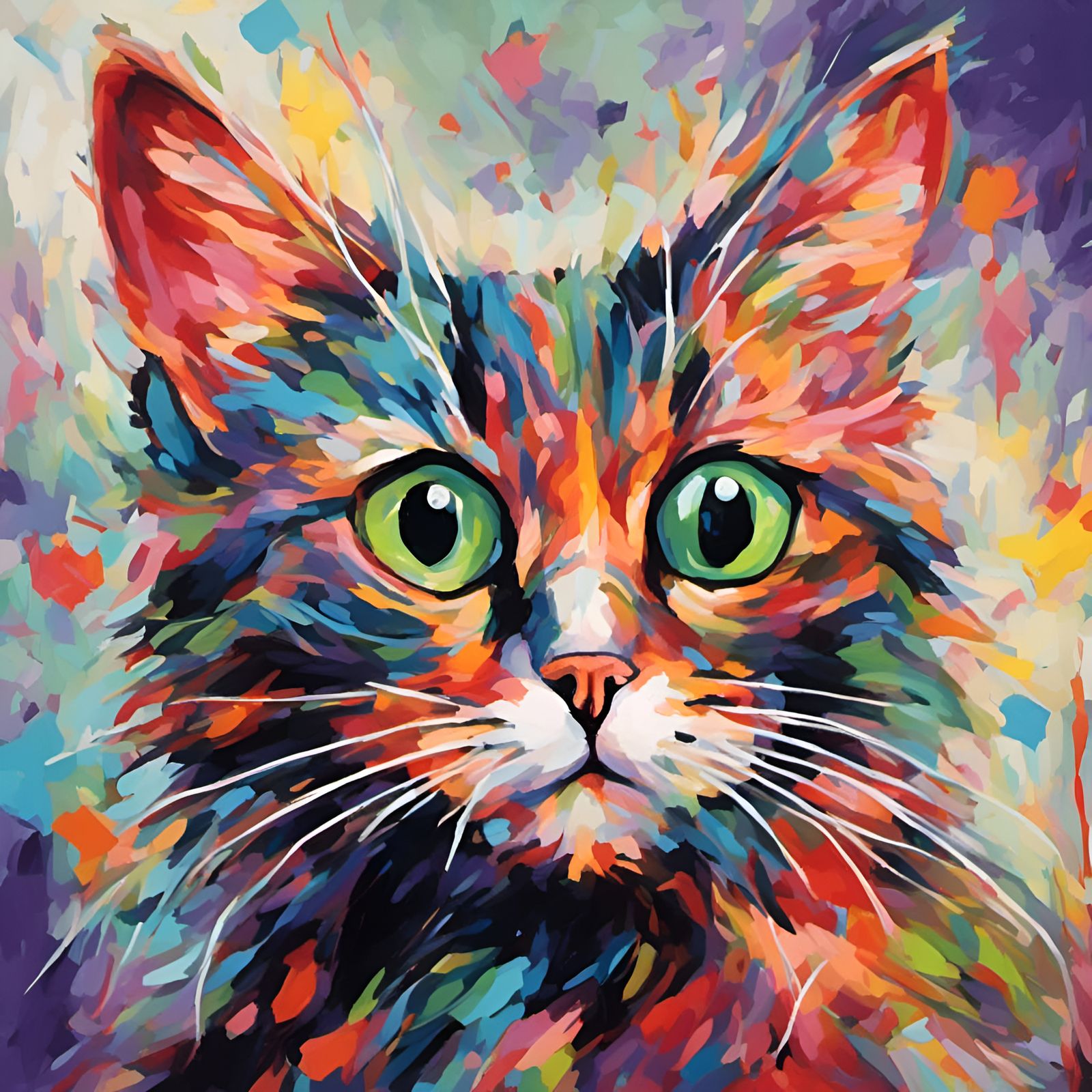 Expressive Cat Painting - AI Generated Artwork - NightCafe Creator