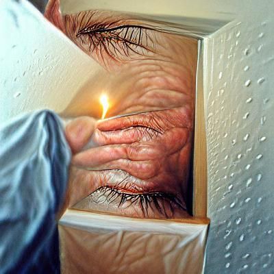 Blind person’s first glimpse of light hyperrealism