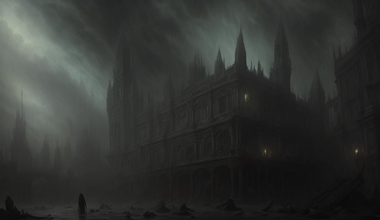 Coffee in my casket sinister by Greg Rutkowski horror Gustav...