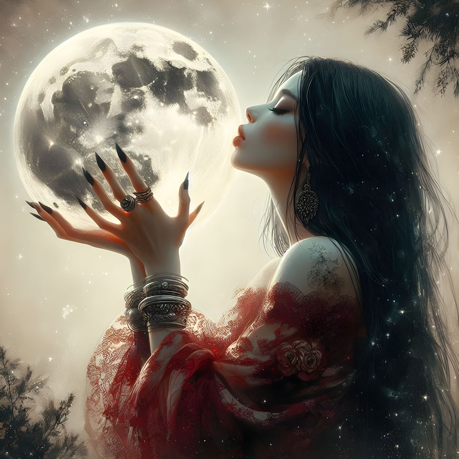 She's as beautiful as the moon, and beautifully darker on th...
