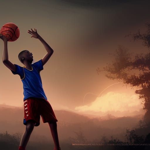 modern boy
 playing basketball