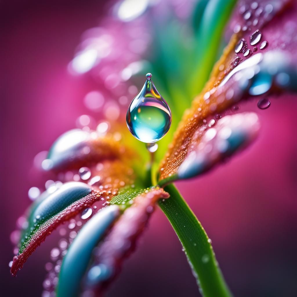 a drop of water on a flower leaf  by @NikolasS