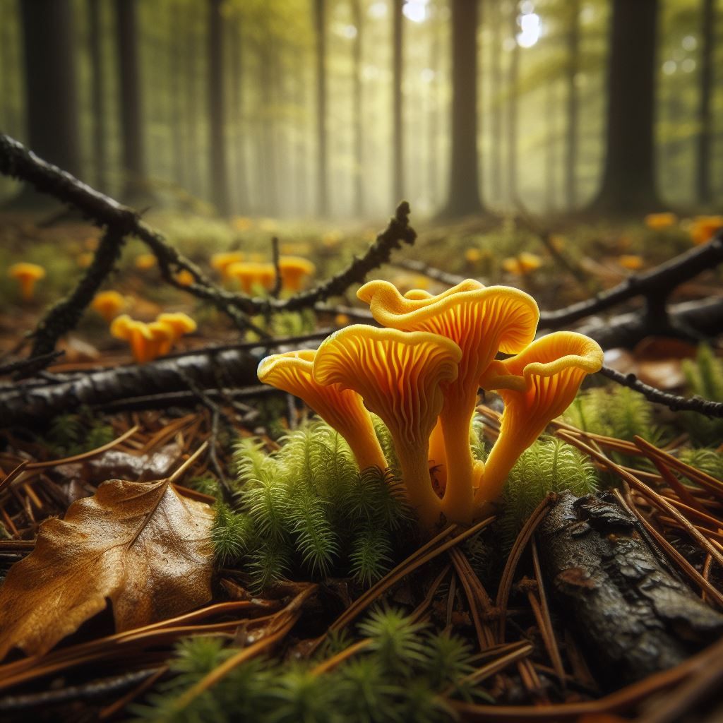 Chanterelle mushrooms (Cantharellus cibarius)