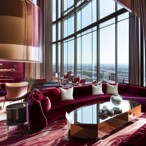 High-rise Penthouse with huge glass windows with Beautiful v...
