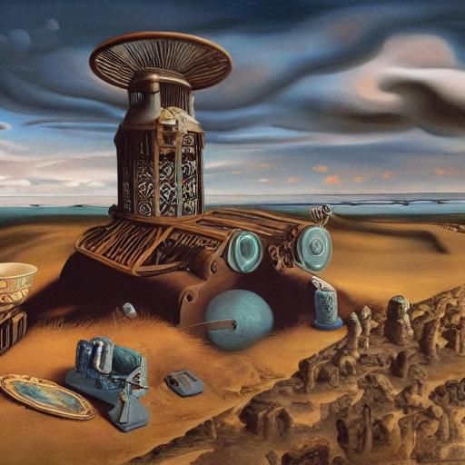 Ancient Chinese Loom in Steampunk Surrealism Style