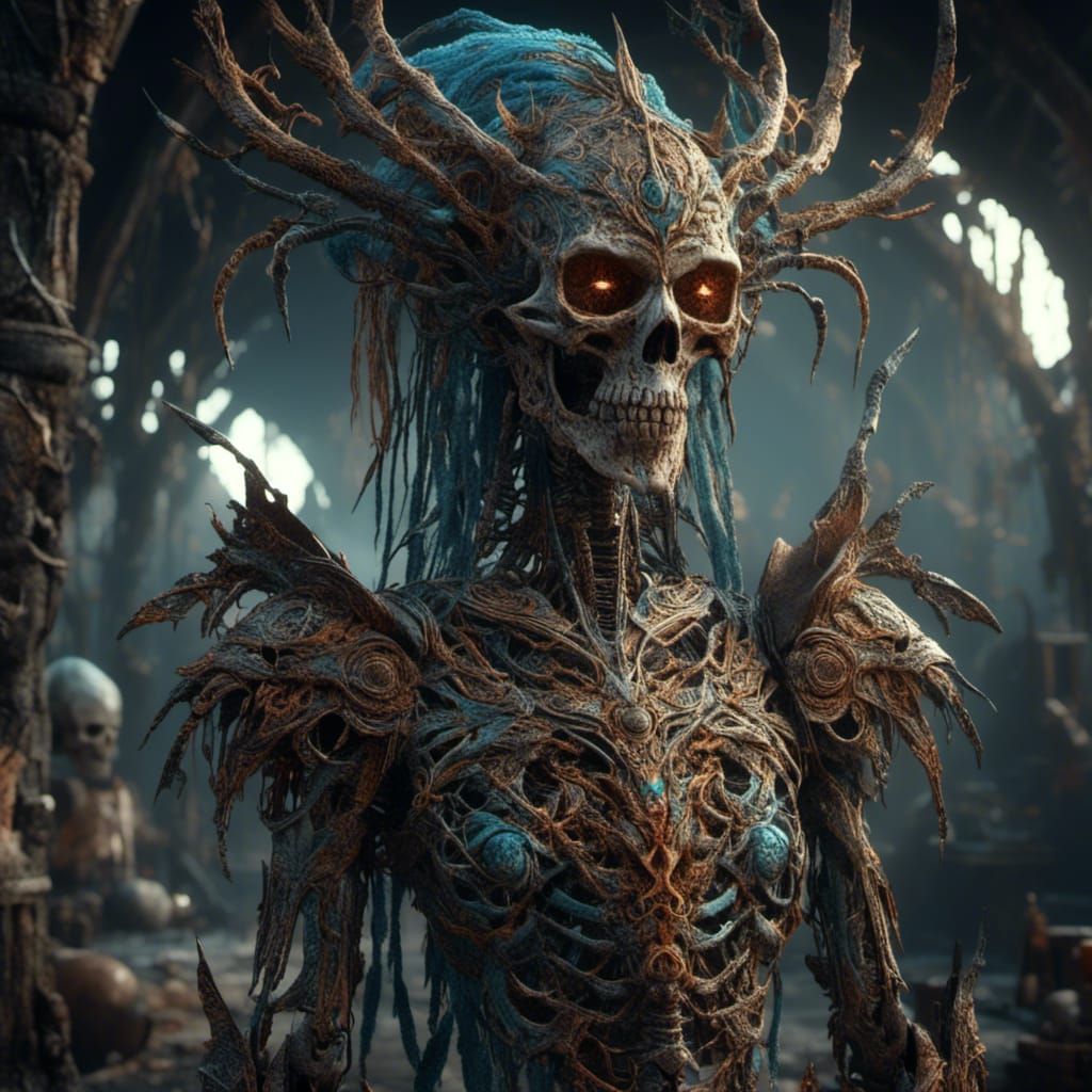 Colorful Alien Skeleton with Intricate Details