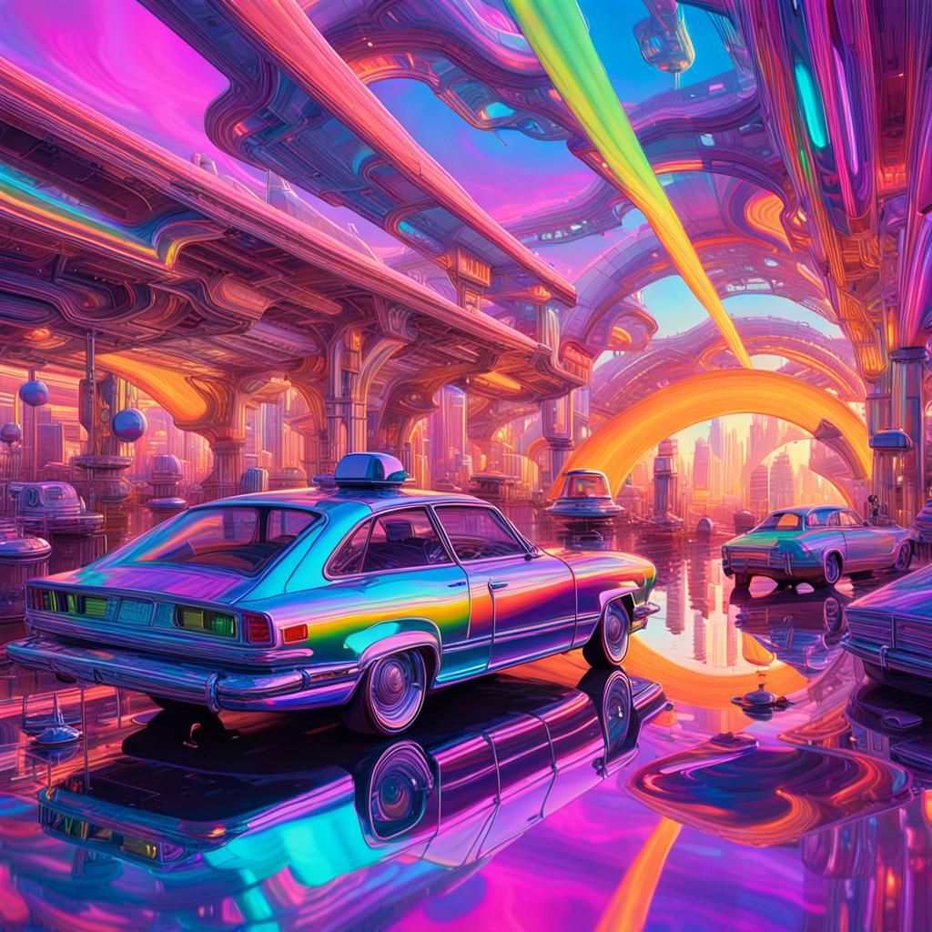 Colorful Objects with Rainbow Hues in Dreamlike Setting