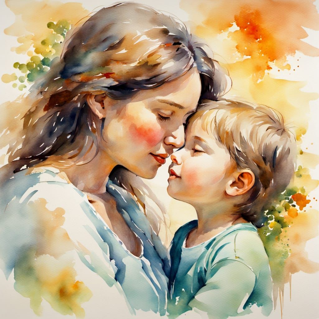 A warm scene of a mother and child  by @axelb