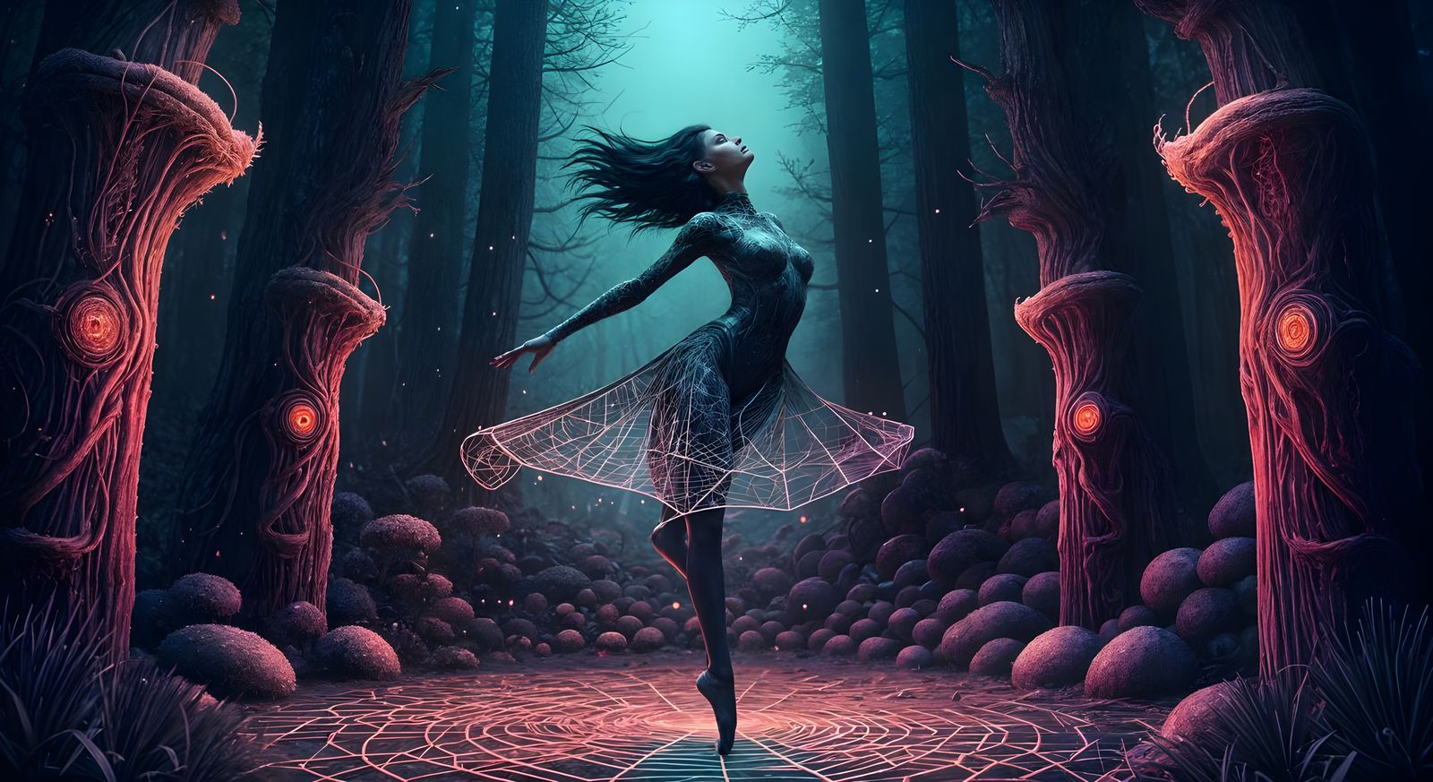 Dancer in Fantasy-Forest Synthwave Groove  by @artrelaxtotest
