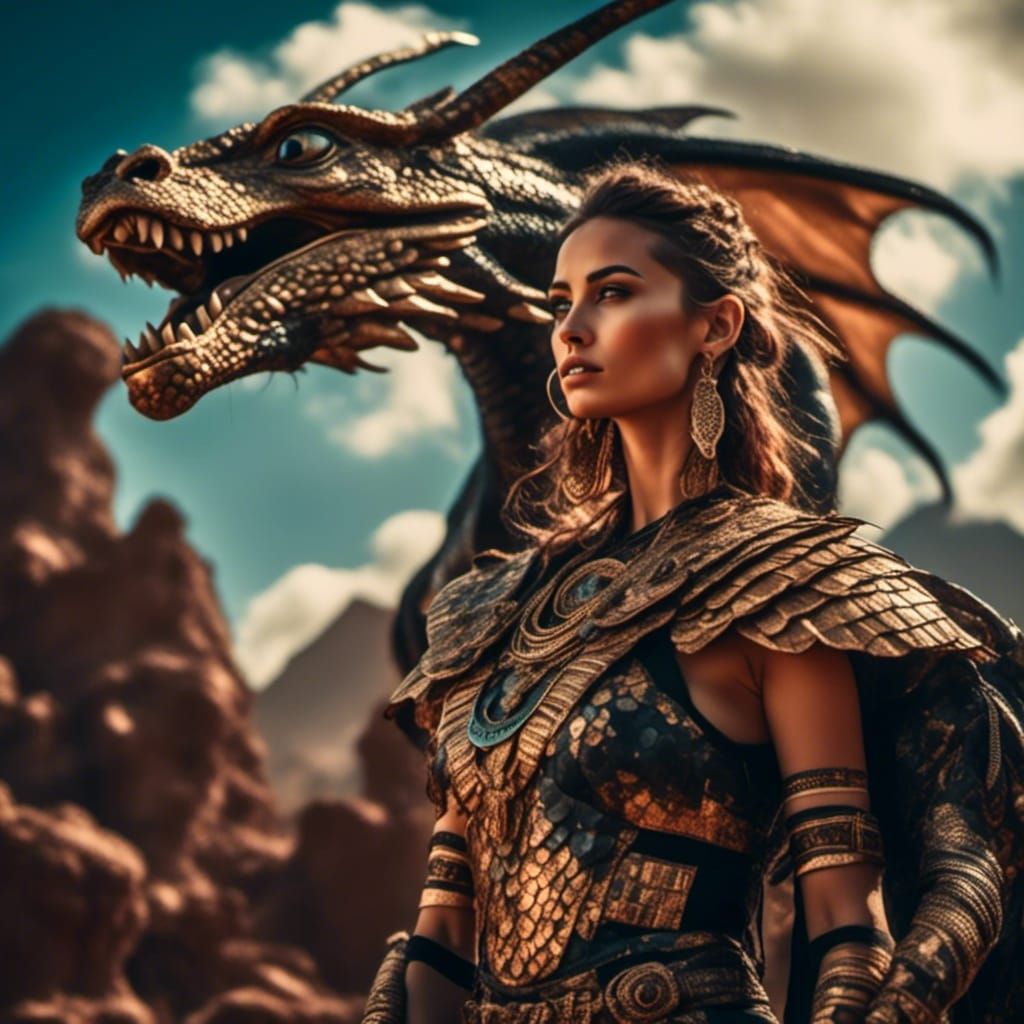 Egyptian Warrior and Dragon: A Cinematic Masterpiece