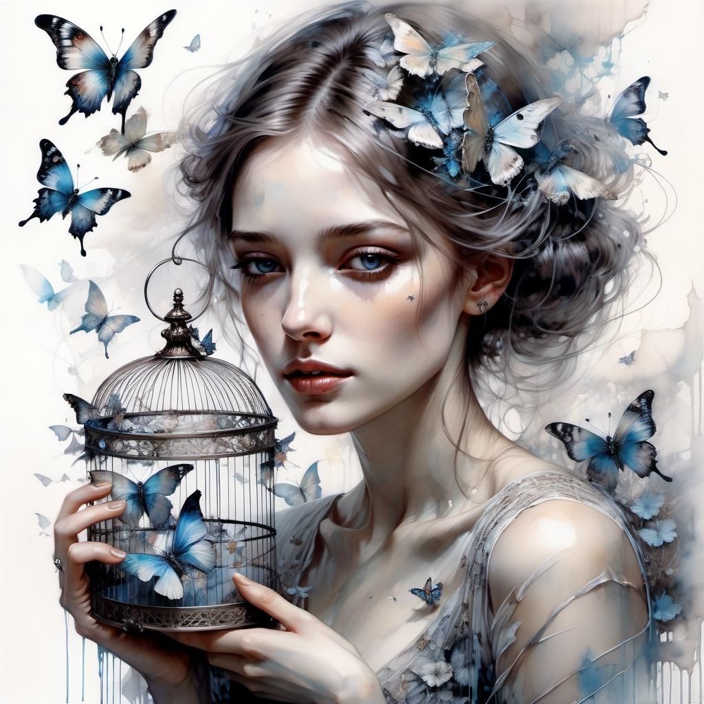 woman with butterflies - AI Generated Artwork - NightCafe Creator