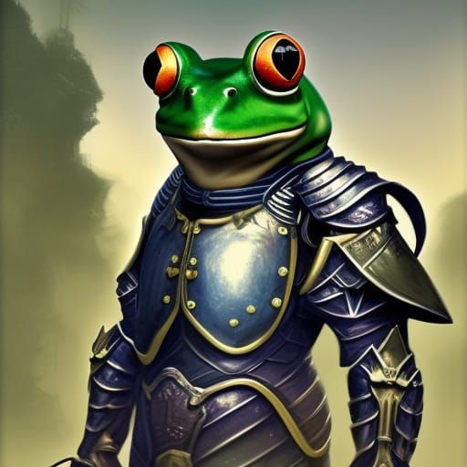 Frog blue armour - AI Generated Artwork - NightCafe Creator