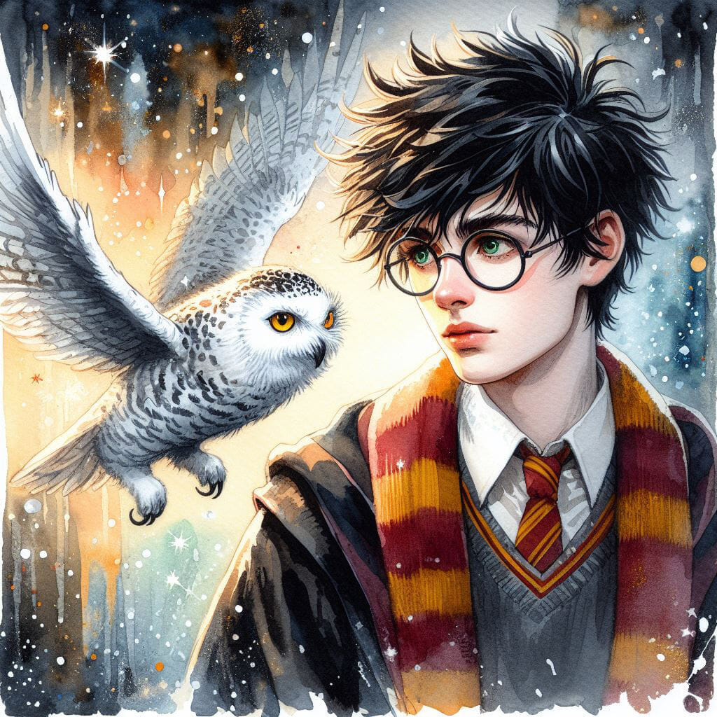 Harry and Hedwig 🖤 - AI Generated Artwork - NightCafe Creator