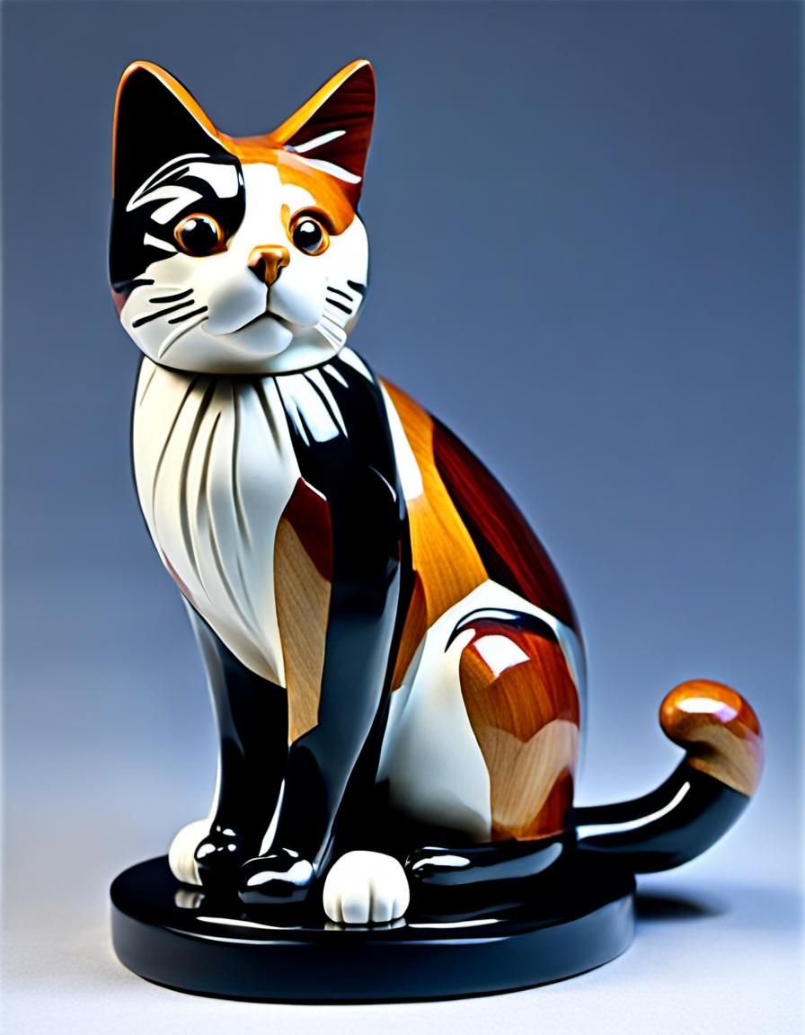 Calico cat sculpture