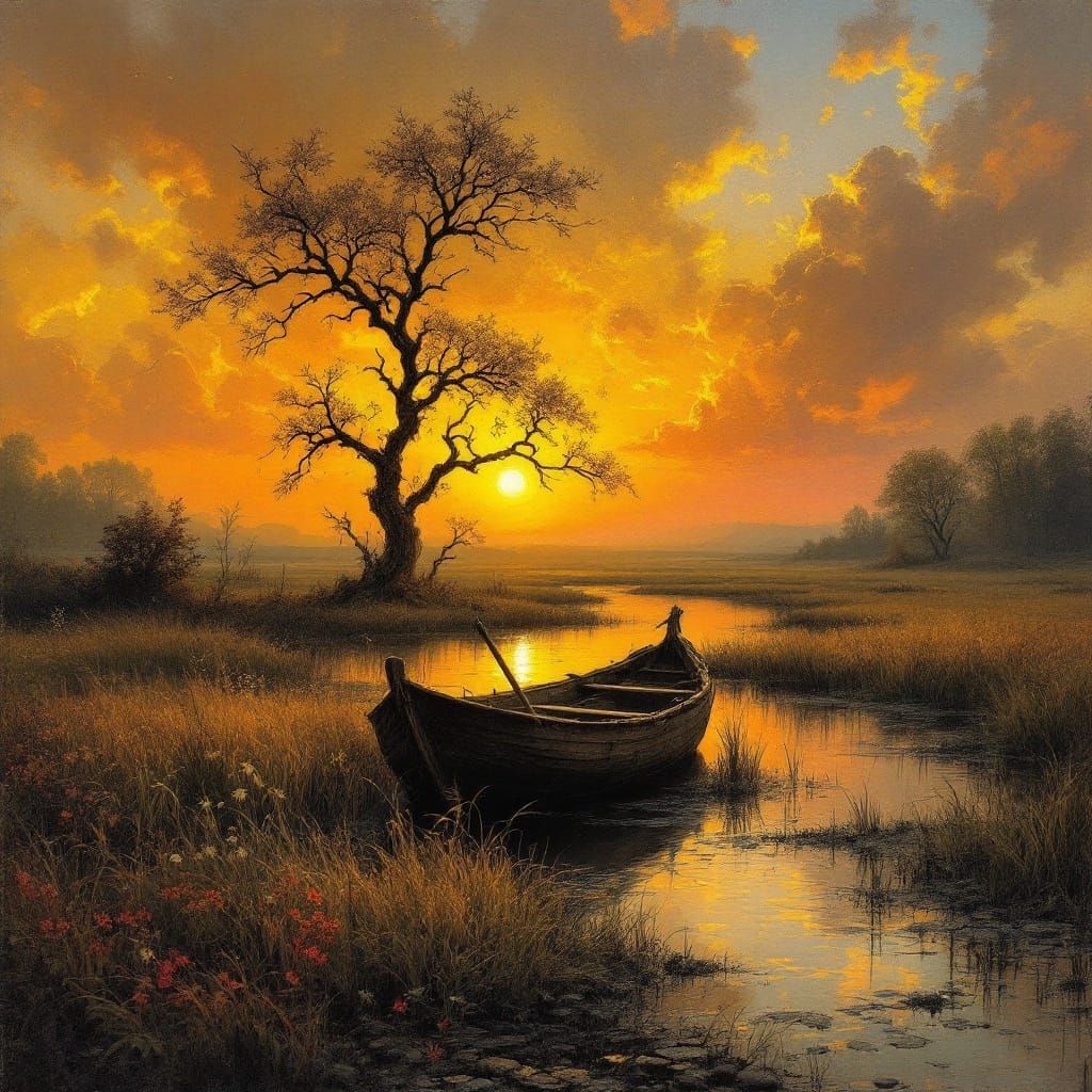 Stunning Autumn Swamp Sunset  by @Jen