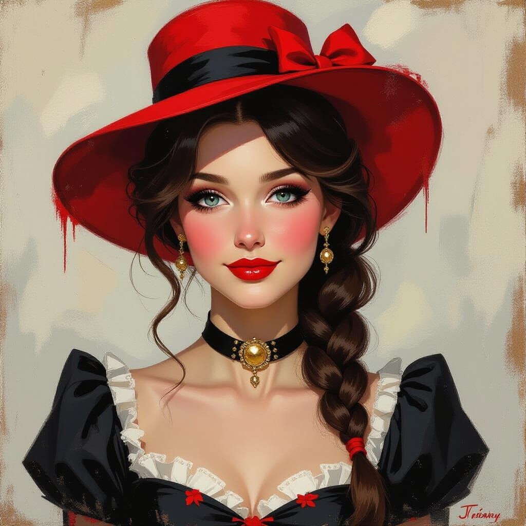 Oil Painting of a Determined Performer's Smile