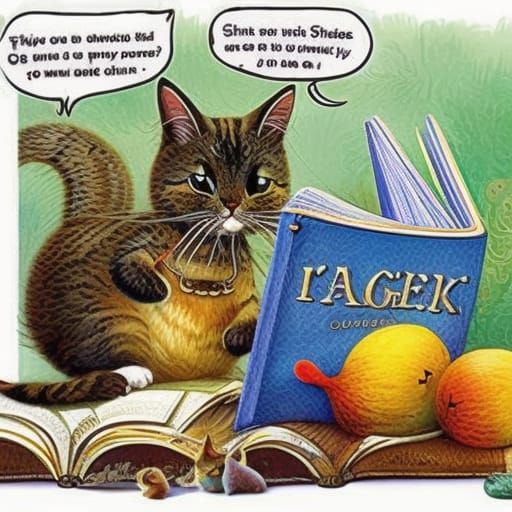 cute cat works as a librarian , by Beatrix Potter, Naoto Hat...