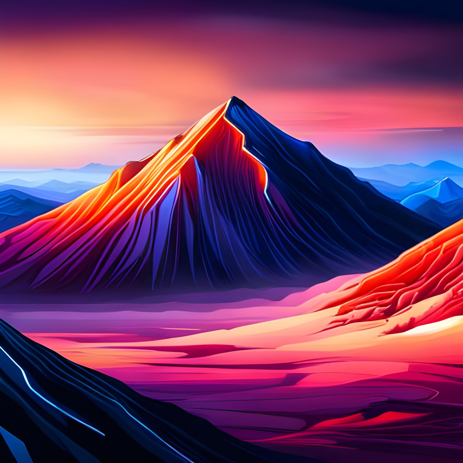 Luminous Peaks: A Futuristic Mountain Symphony - AI Generated Artwork ...