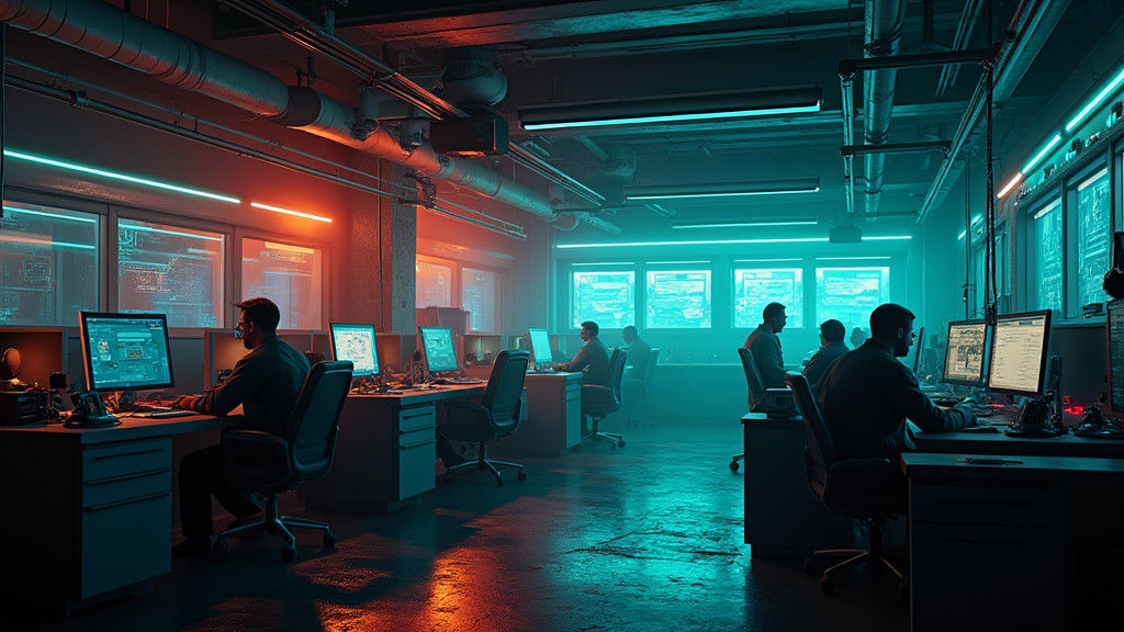 a dystopian futuristic office space