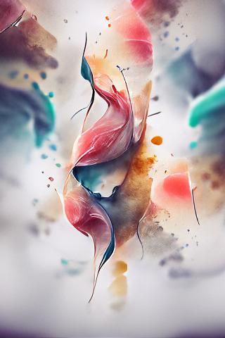 Abstract Watercolor Fish Swimming Underwater