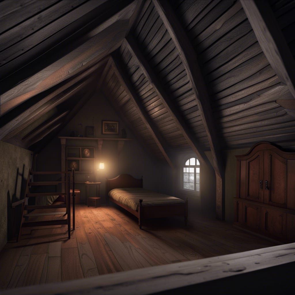 Haunted attic 8k eerie - AI Generated Artwork - NightCafe Creator