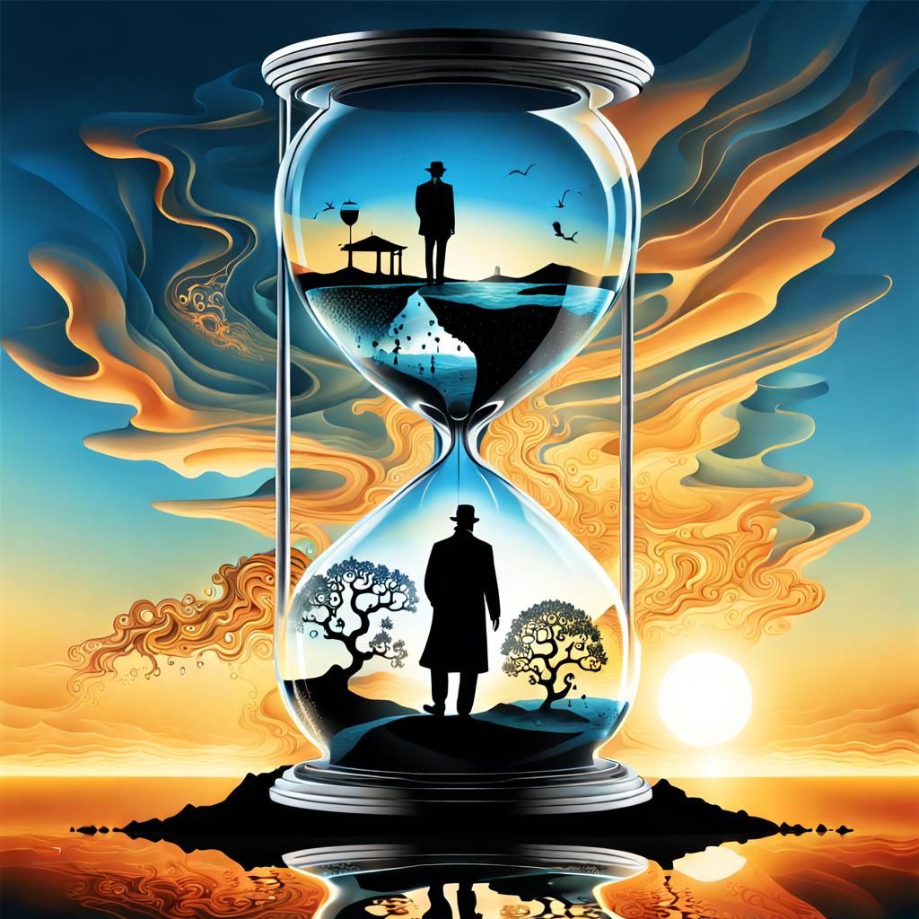 gigantic Transparent hourglass A Man inside. Liquid clock+ time+ Duplo ...