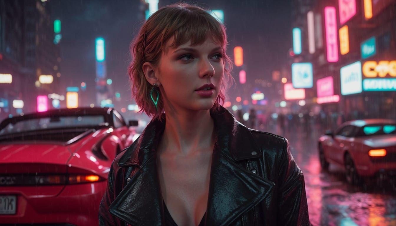 Taylor as a Cyberpunk Biker Girl