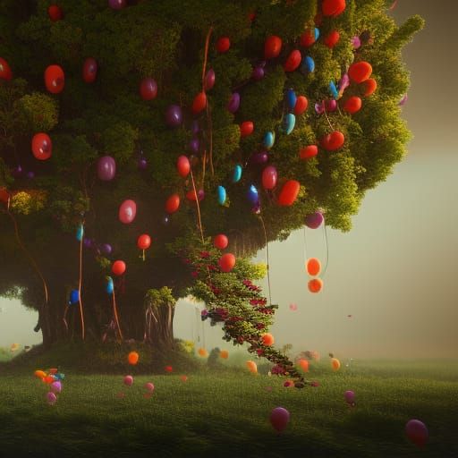 Tree made of balloons