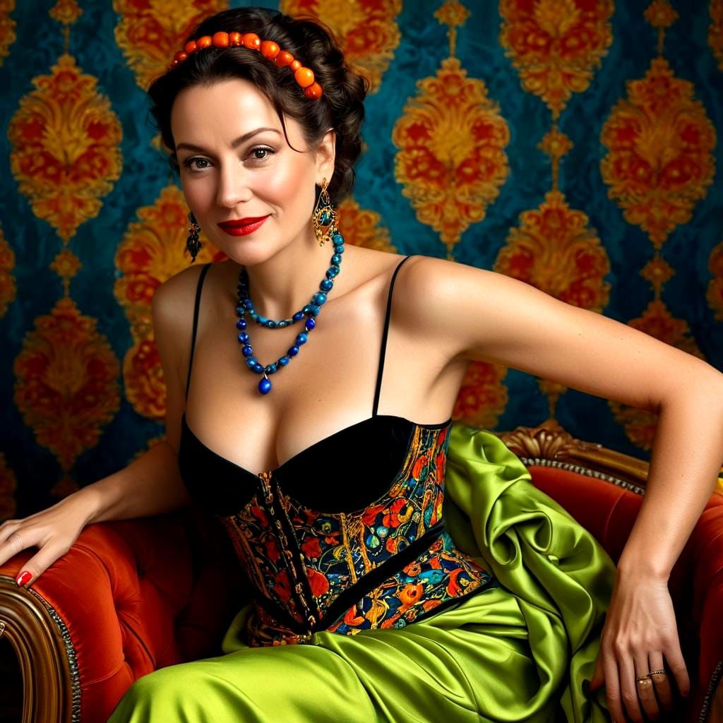 Surreal Lady in Vibrant Surroundings in High-Contrast Colors