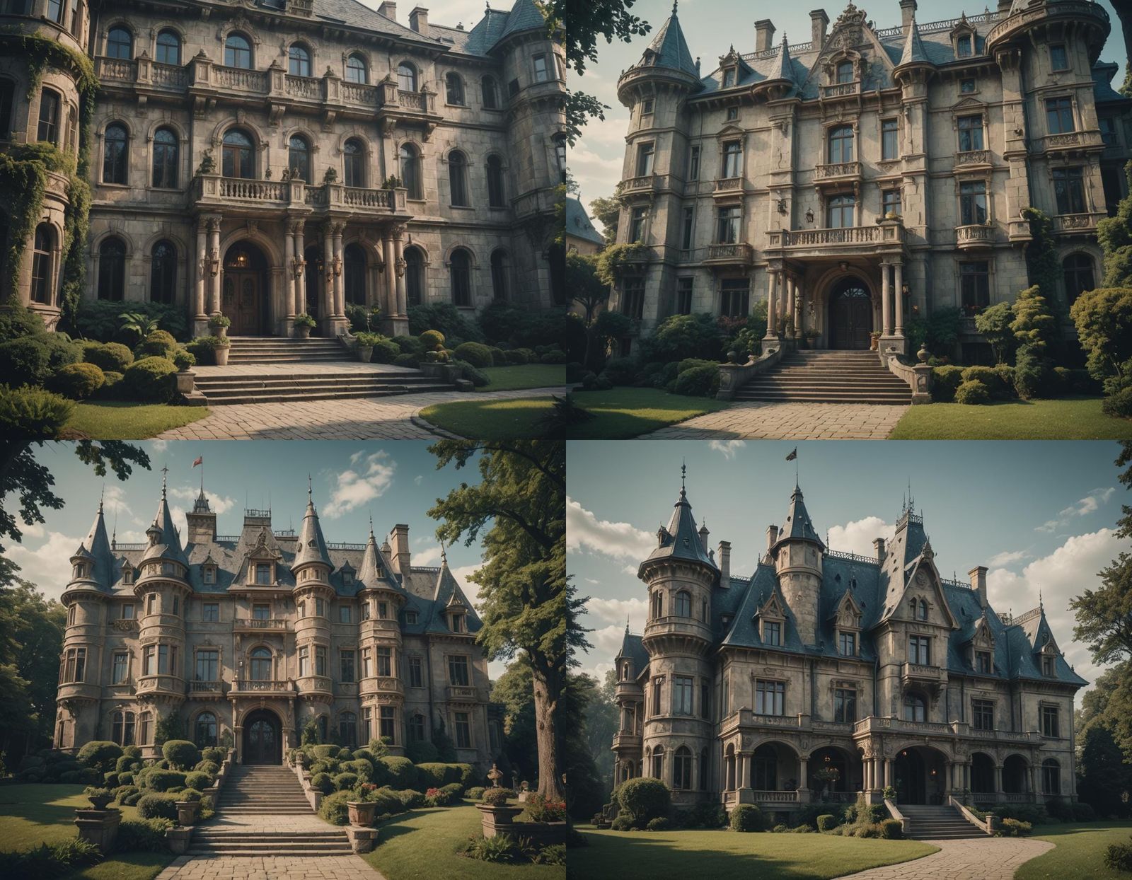 Exterior shot of a high-fantasy royal mansion