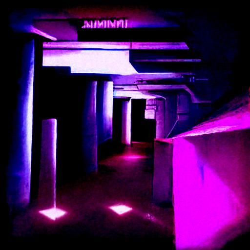 Synthwave underground facility liminal space