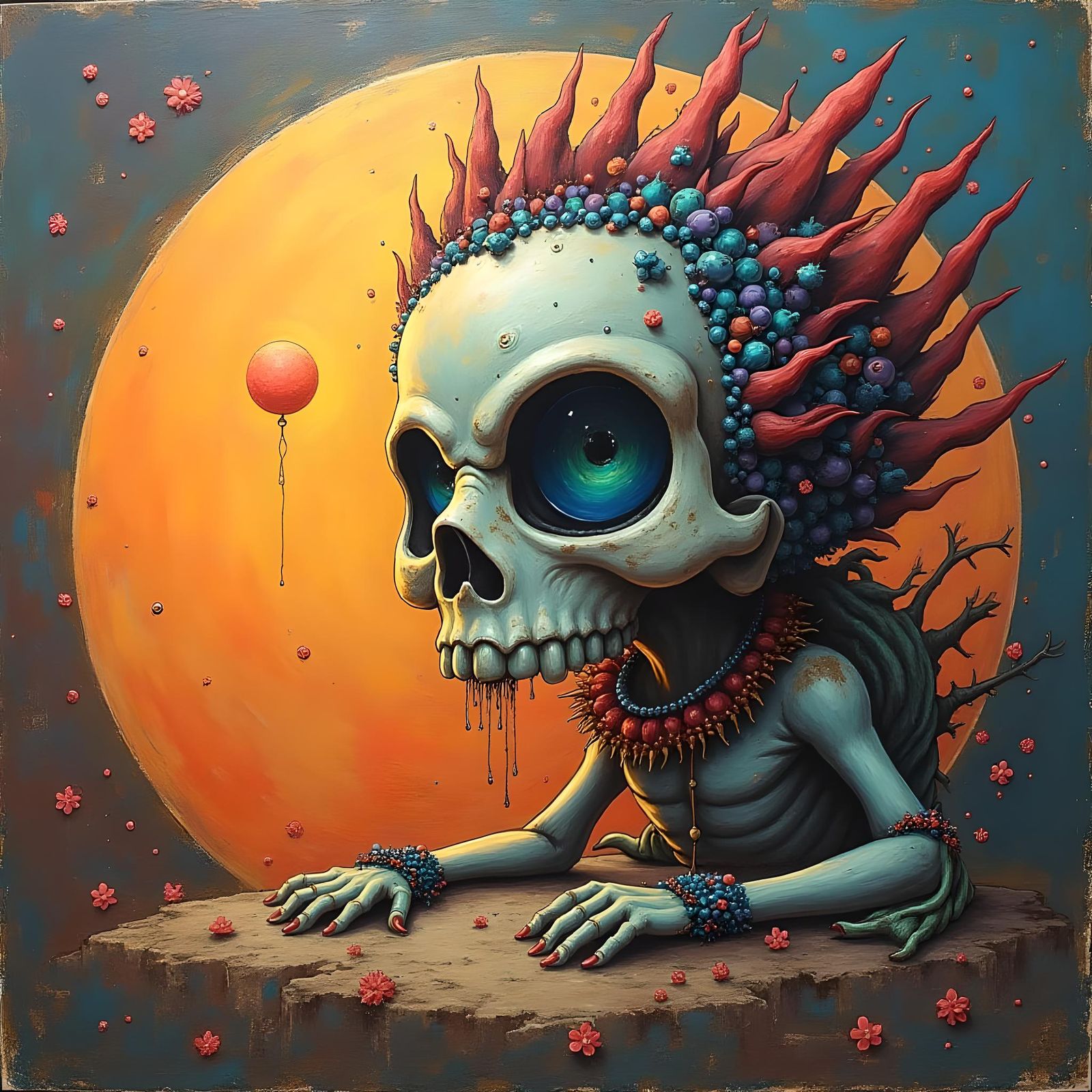 Cosmic Snail in Sunglasses Amongst Planets