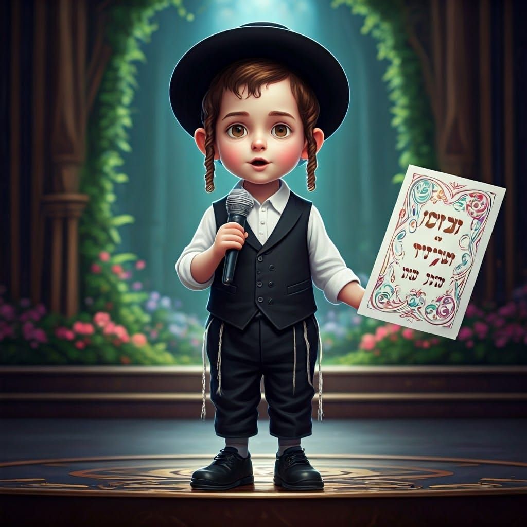 Young Hasidic Boy Performs with Confidence and Joy