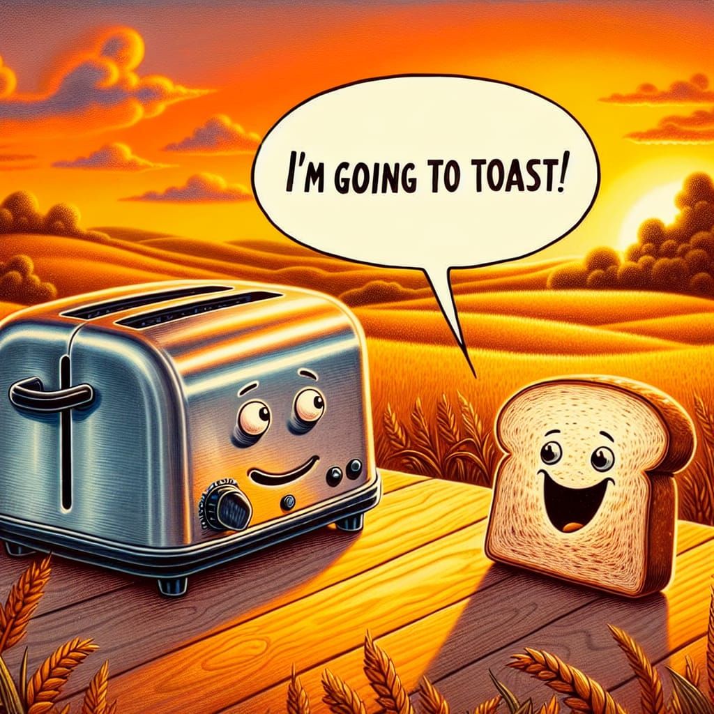 Dialogue entre un grille pain et une tartine .  by @Monette77
