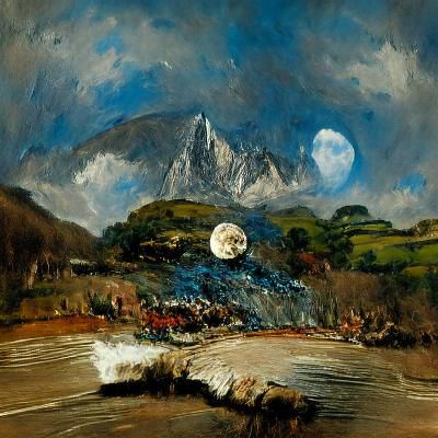 moon over mountain John Constable