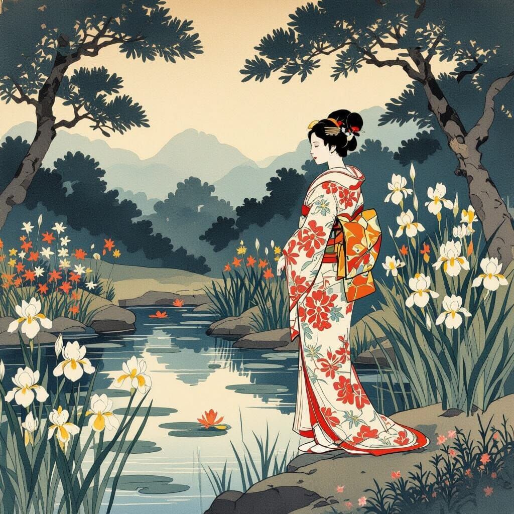 Irises (Ukiyo-e)  by @Metatron_The_Wise