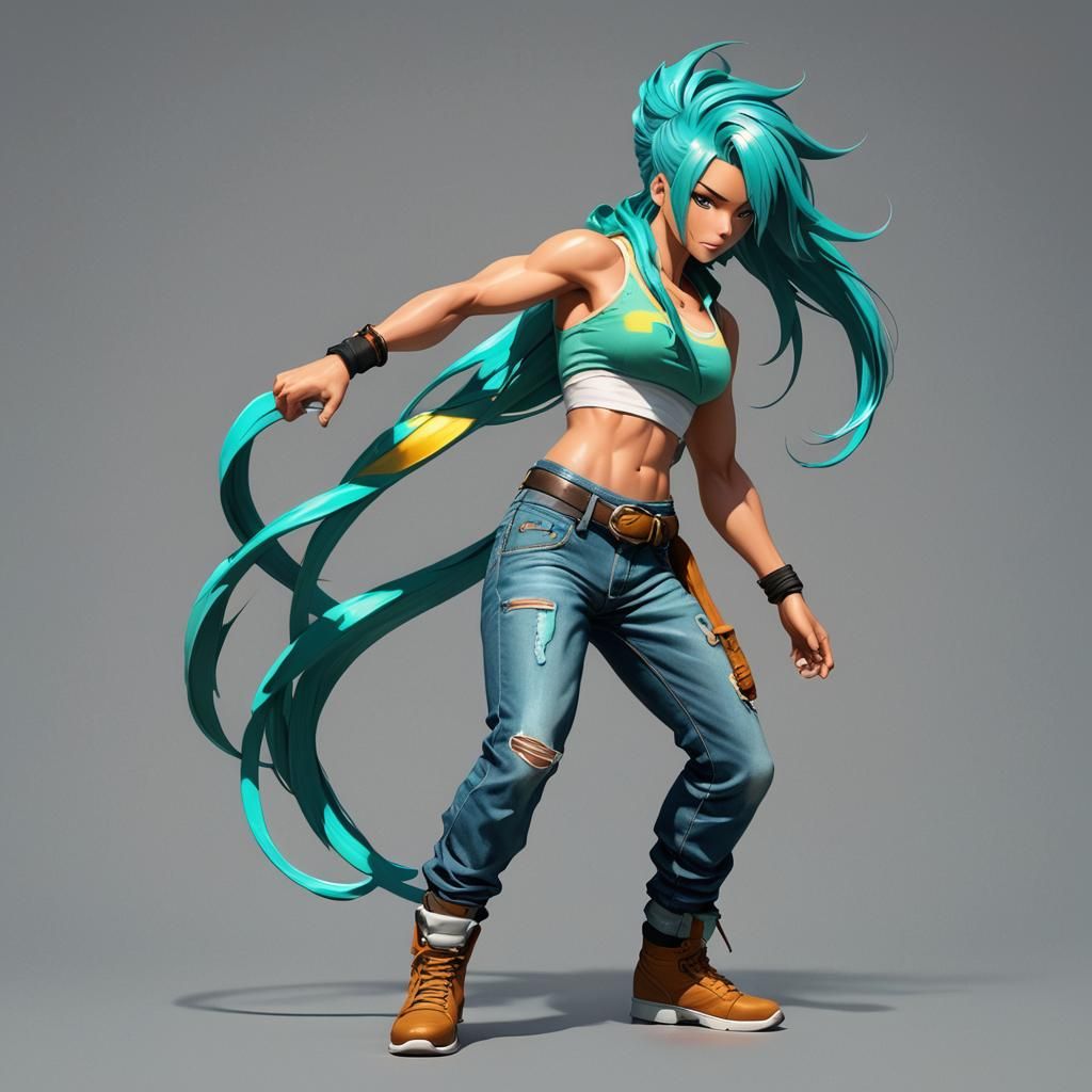 Son of Raditz and Sailor Neptune, Turquoise hair and tail, l...