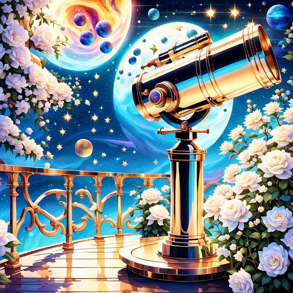 a beautiful telescope balcony decorated telescope with jasmi...