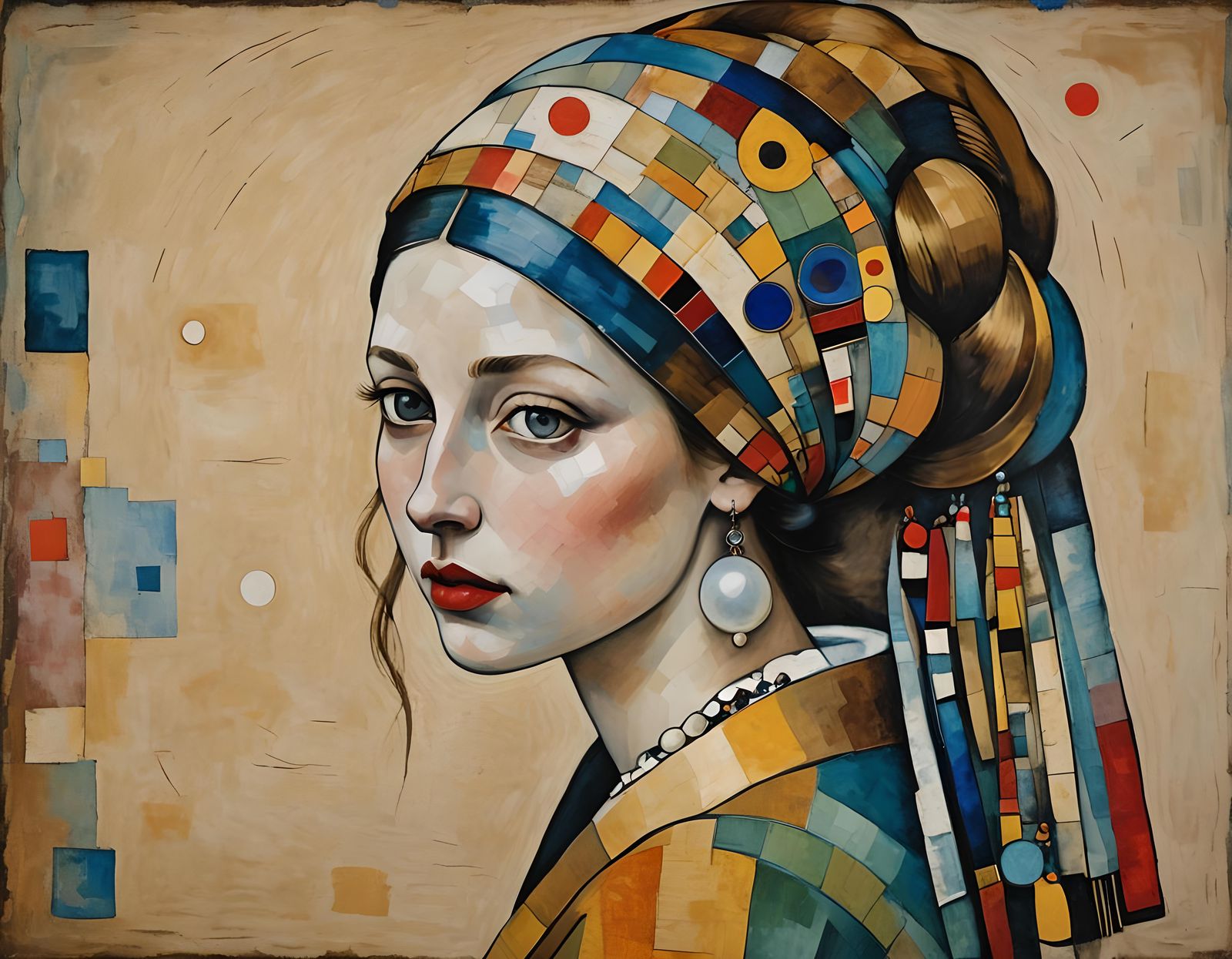 In the style of Wassily Kandinsky, Gustav Klimt, and Paul Klee :: Girl with a Pearl Earring Dutch painting ...  by @Bob Bruhin