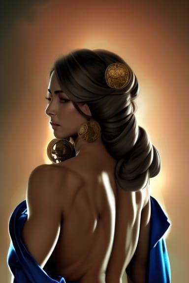 muscular, strong, powerful, large chest, silk robe, beautifu...