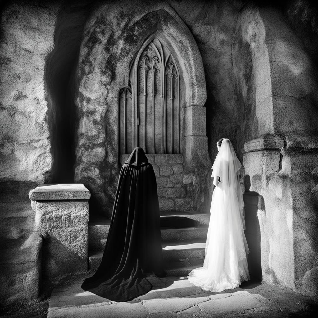 Dracula's Tomb. The shadowy figure of Dracula. the brides of...