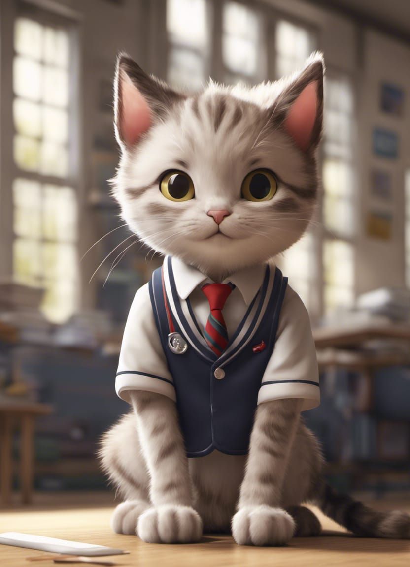 Cat in School Uniform - AI Generated Artwork - NightCafe Creator