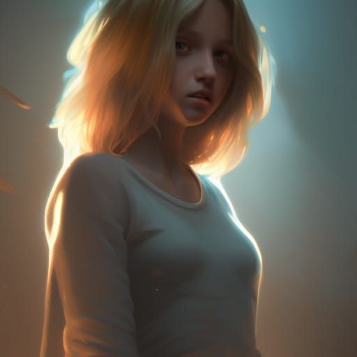 Blonde Girl Portrait in Sewer, Hyperdetailed Concept Art