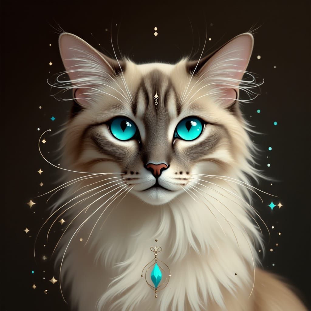 <lora:Cat portrait:1.0>  lynx point Siamese cat with with blue eyes and semi dark background