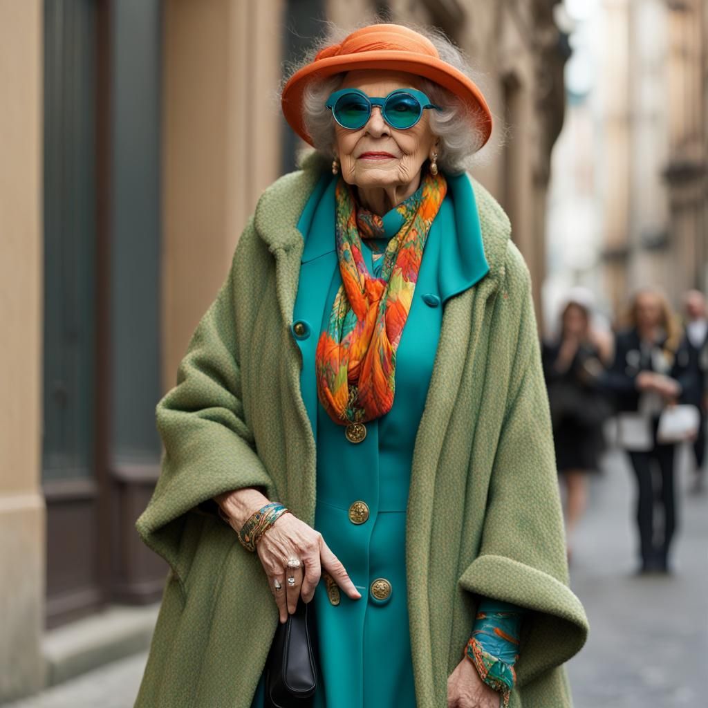 Mujer de cuerpo entero de 90 años con piernas largas y pelo ...