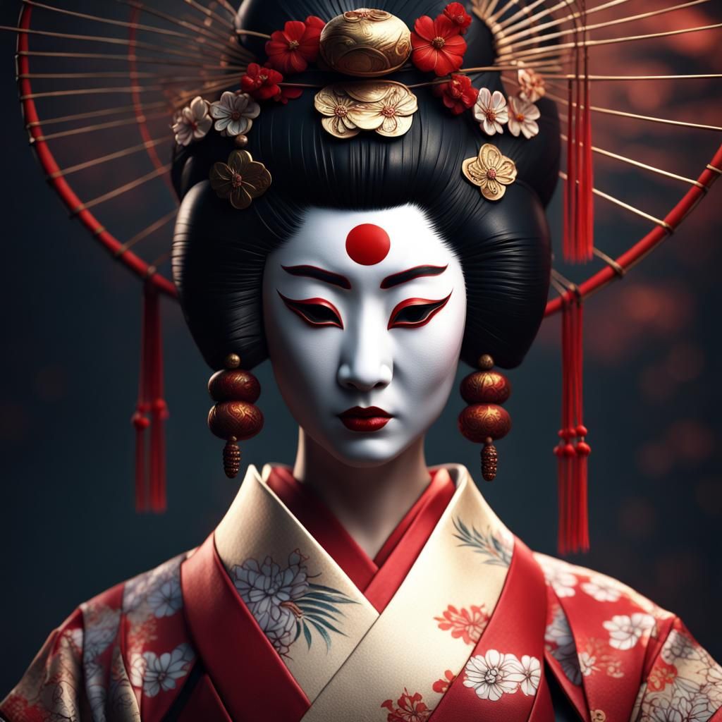 Japanese geisha mask - AI Generated Artwork - NightCafe Creator