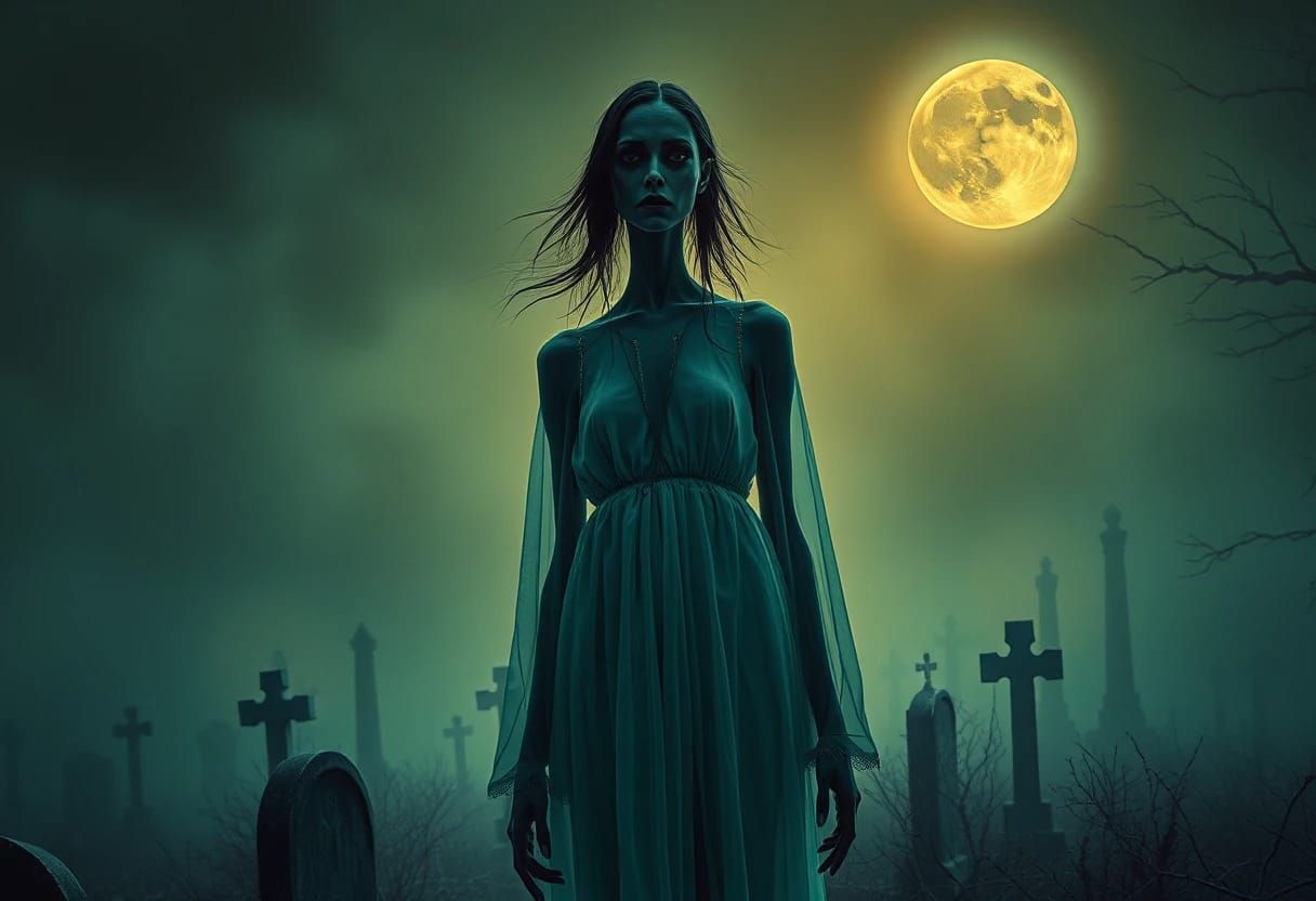 Slender ghostly woman