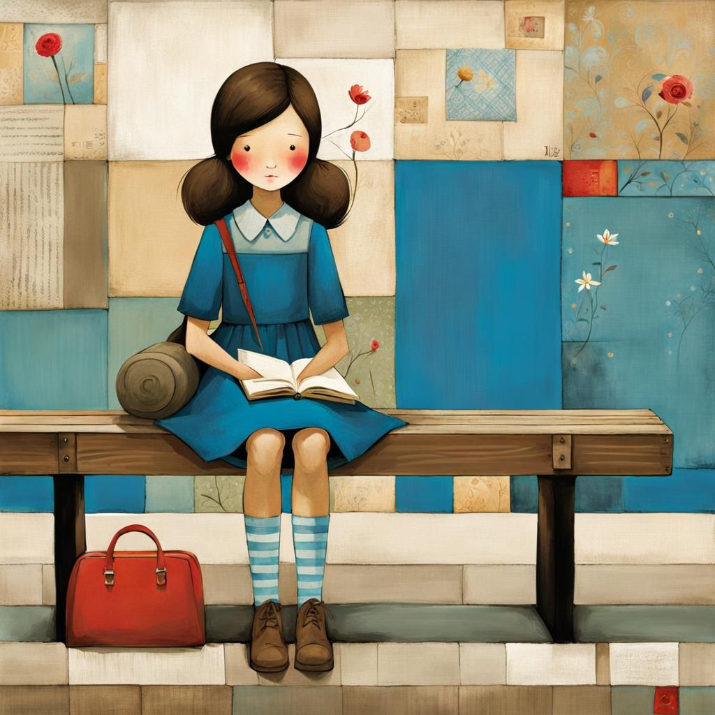 Girl sitting on a bench
