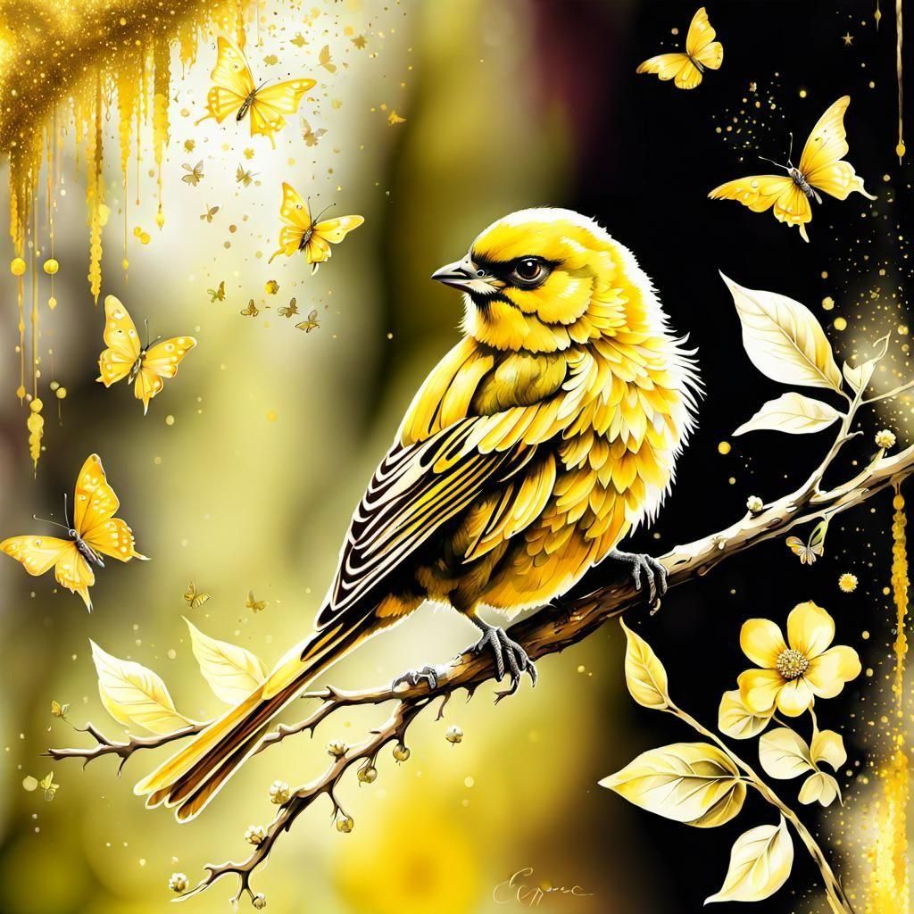 Canary and Butterlfies