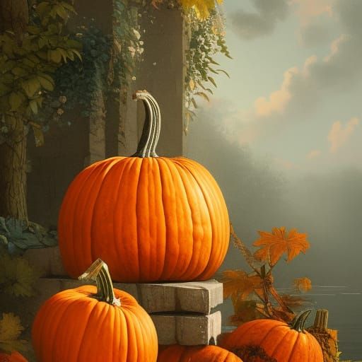pumpkin varieties, botanical illustration, white background,...